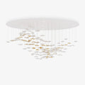 Tidal Art Glass Chandelier (With Canopy) - ∅ 58.3″ x H 118.1″Clear & GoldWarm Light - Jecanoli