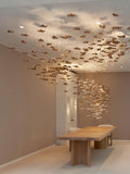 Tidal Art Glass Chandelier (With Canopy) - ∅ 58.3″ x H 118.1″Clear & GoldWarm Light - Jecanoli