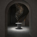 Tidal Art Glass Chandelier (With Canopy) - ∅ 58.3″ x H 118.1″Clear & GoldWarm Light - Jecanoli