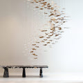 Tidal Art Glass Chandelier (With Canopy) - L 82.7″ x W 23.6″ x H 78.7″Clear & GoldWarm Light - Jecanoli