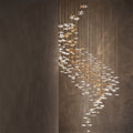 Tidal Art Glass Chandelier (With Canopy) - L 82.7″ x W 23.6″ x H 78.7″Clear & GoldWarm Light - Jecanoli