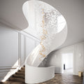 Tidal Art Glass Chandelier (With Canopy) - ∅ 58.3″ x H 118.1″Clear & GoldWarm Light - Jecanoli