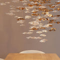 Tidal Art Glass Chandelier (With Canopy) - ∅ 58.3″ x H 118.1″Clear & GoldWarm Light - Jecanoli