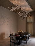 Tidal Art Glass Chandelier (With Canopy) - ∅ 58.3″ x H 118.1″Clear & GoldWarm Light - Jecanoli