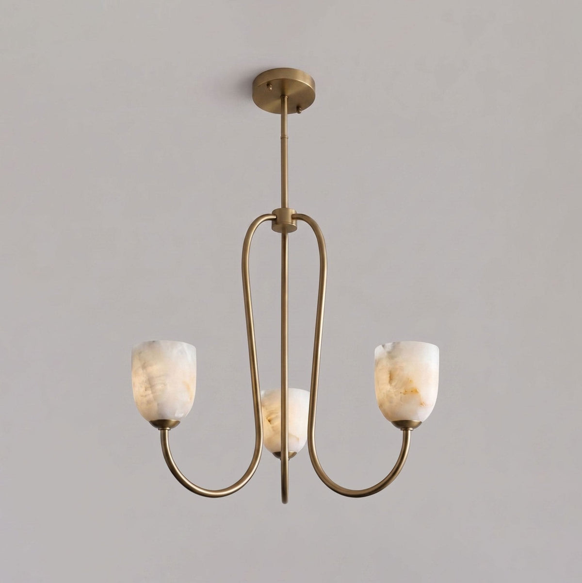 Trillium Alabaster Chandelier - Φ 15.7″ × H 8.7″Antique Brass - Manor Lights