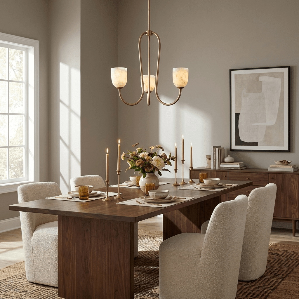 Trillium Alabaster Chandelier - Φ 15.7″ × H 8.7″Black - Manor Lights