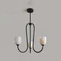 Trillium Alabaster Chandelier - Φ 15.7″ × H 8.7″Black - Manor Lights