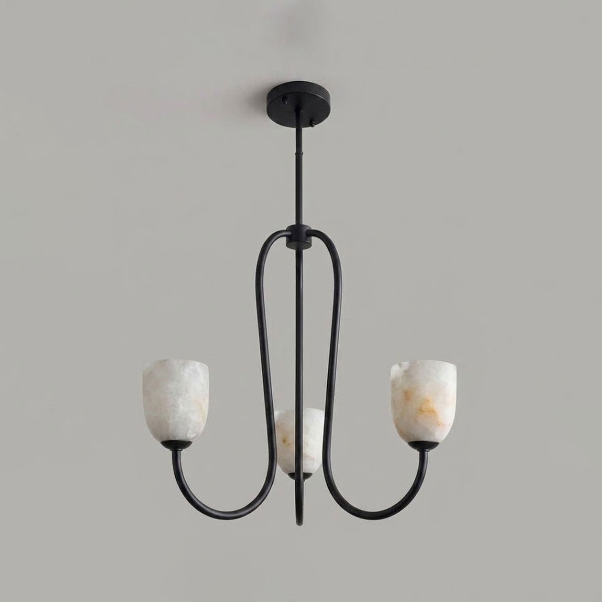 Trillium Alabaster Chandelier - Φ 15.7″ × H 8.7″Black - Manor Lights