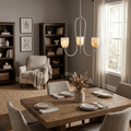 Trillium Alabaster Chandelier - Φ 15.7″ × H 8.7″Black - Manor Lights