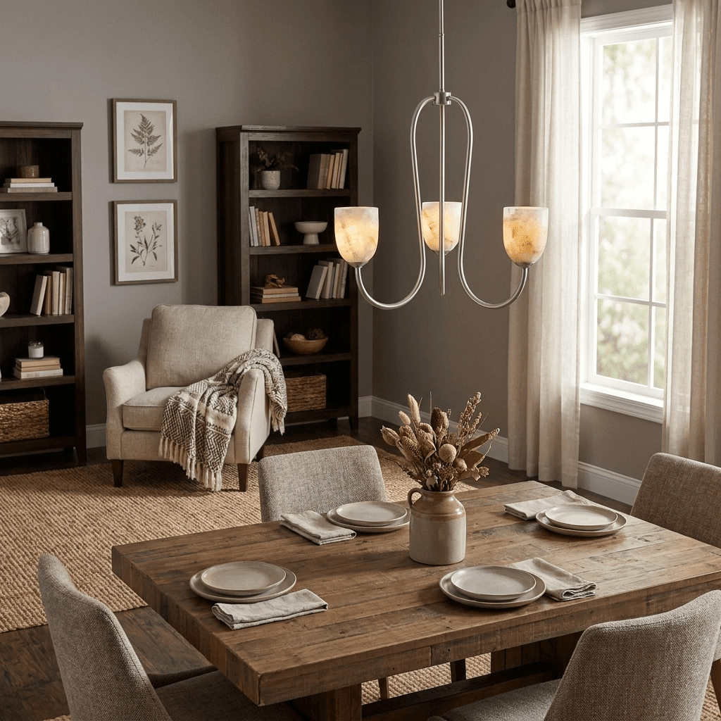 Trillium Alabaster Chandelier - Φ 15.7″ × H 8.7″Black - Manor Lights