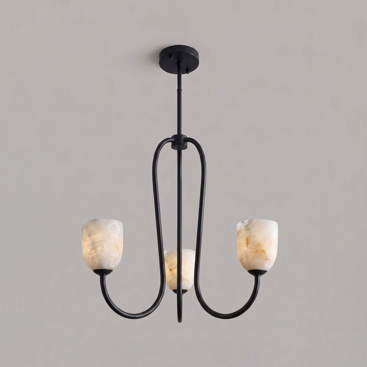 Trillium Alabaster Chandelier - Φ 15.7″ × H 8.7″Black - Manor Lights