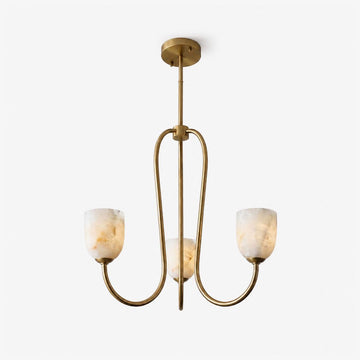 Trillium Alabaster Chandelier - Φ 15.7″ × H 8.7″Black - Manor Lights