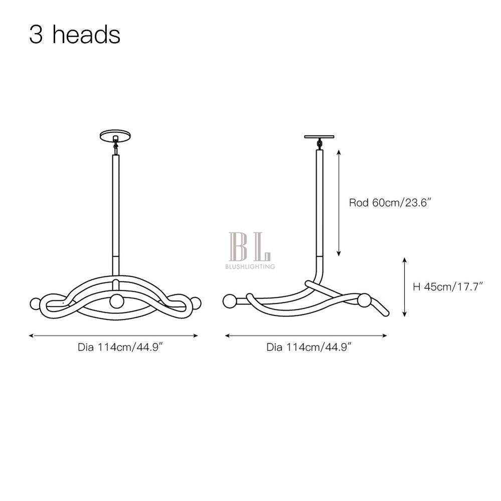 Tryst Chandelier - 3 lights ∅ 44.9″ x H 17.7″Antique Brass-Jecanoli