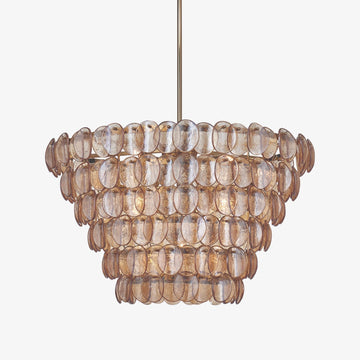 Uroko Large Chandelier - ∅ 34" x H 21"Gold & AmberBlushlighting