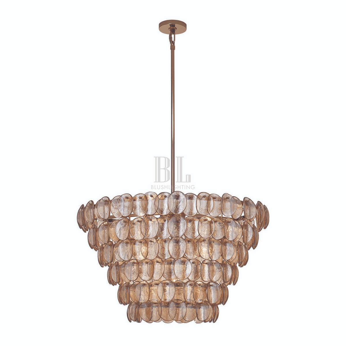 Uroko Large Chandelier - ∅ 34" x H 21"Gold & AmberBlushlighting