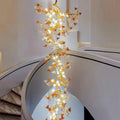 Verdant Branch Copper Vine Glass Flower Stairwell Chandelier - CopperH59.0
