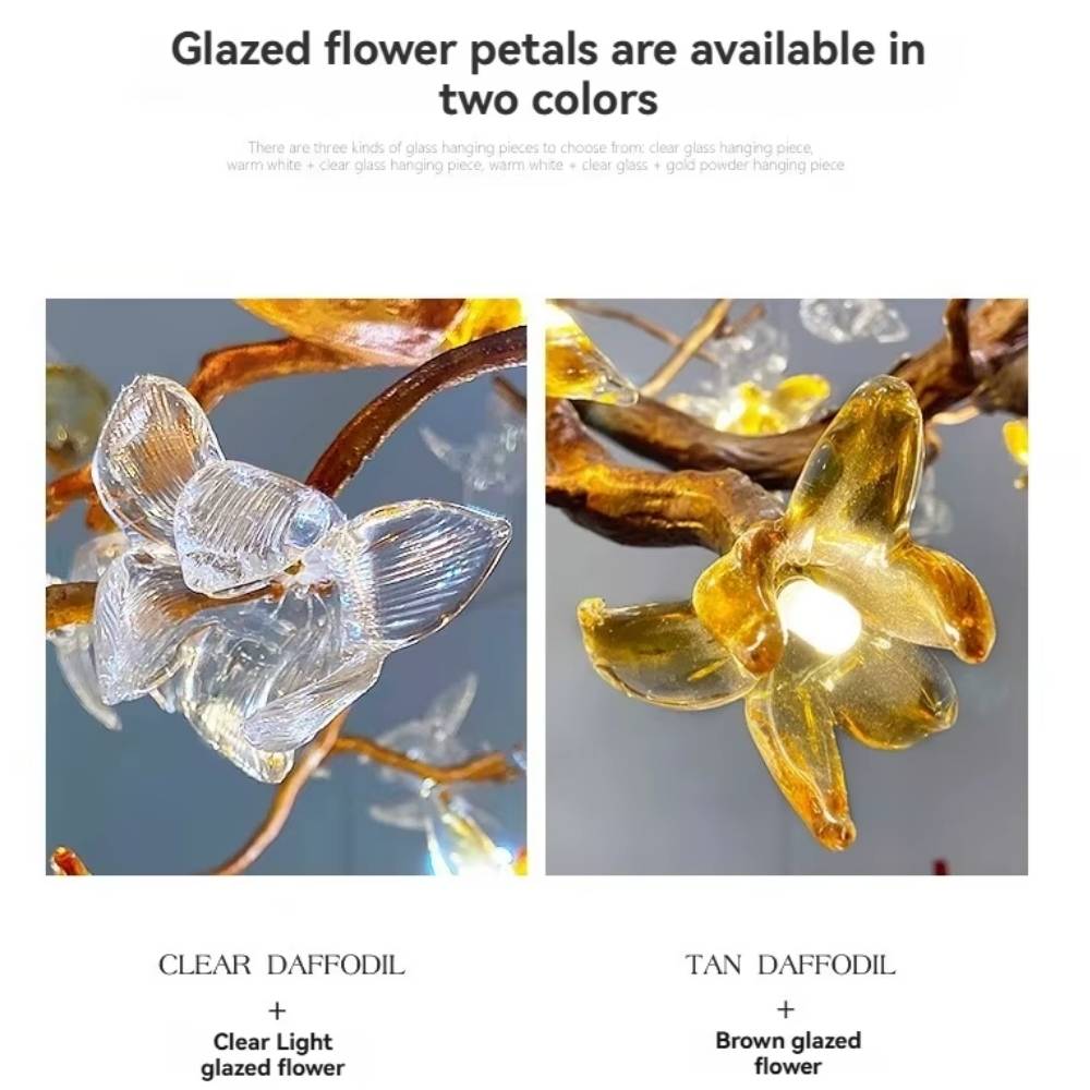 Verdant Branch Copper Vine Glass Flower Stairwell Chandelier - CopperH59.0"(150cm)Warm Light 3000kJecanoli
