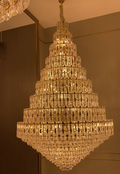 Oversized Multi-layers Honeycomb Luxury Crystal Chandelier in Gold Finish for Big Hallway/Foyer/Entryway-Jecanoli
