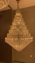 Oversized Multi-layers Honeycomb Luxury Crystal Chandelier in Gold Finish for Big Hallway/Foyer/Entryway-Jecanoli