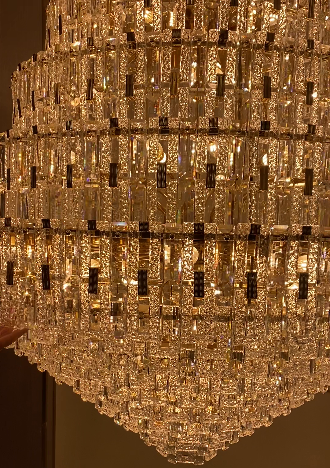 Oversized Multi-layers Honeycomb Luxury Crystal Chandelier in Gold Finish for Big Hallway/Foyer/Entryway-Jecanoli