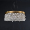 White Leaves Brass Framework Round Chandelier - Jecanoli