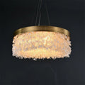 White Leaves Brass Framework Round Chandelier - Jecanoli