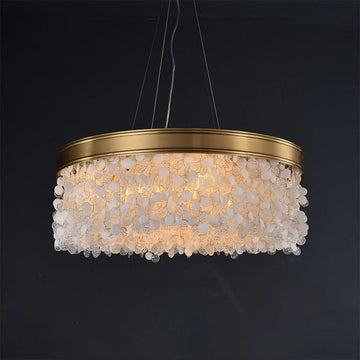 White Leaves Brass Framework Round Chandelier - Jecanoli