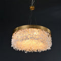 White Leaves Brass Framework Round Chandelier - Jecanoli