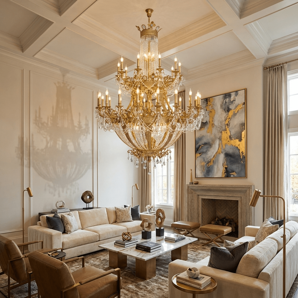 Zaira Opulent Chandelier - ∅ 62.2″ x H 82.7″Brass & ClearJecanoli